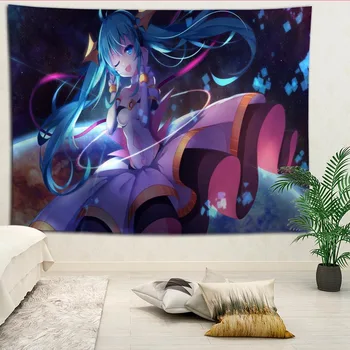 

New arrival custom Hatsune Miku printing tapestry More Size home living room bedroom decorative wall blanket