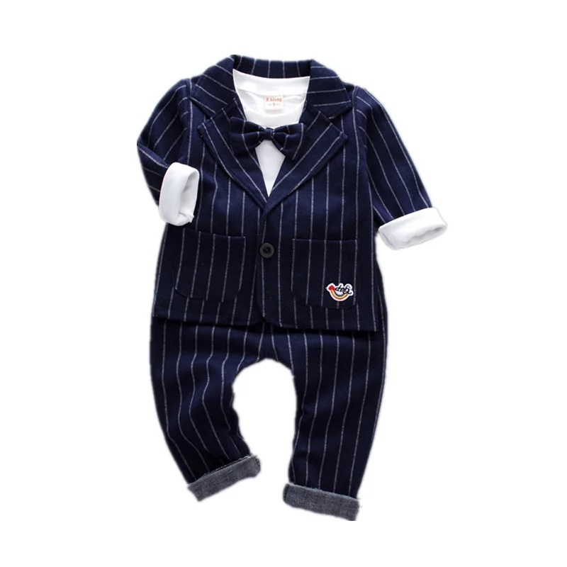 BibiCola/весенне-осенний комплект детской одежды, одежда для маленьких мальчиков комплект из 3 предметов, куртка+ футболка+ штаны, модный детский костюм джентльмена