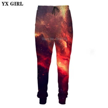 

YX GIRL 2018 new Fashion Men trousers Galaxy Space colorful Print 3d Mens Womens Casual joggers pants