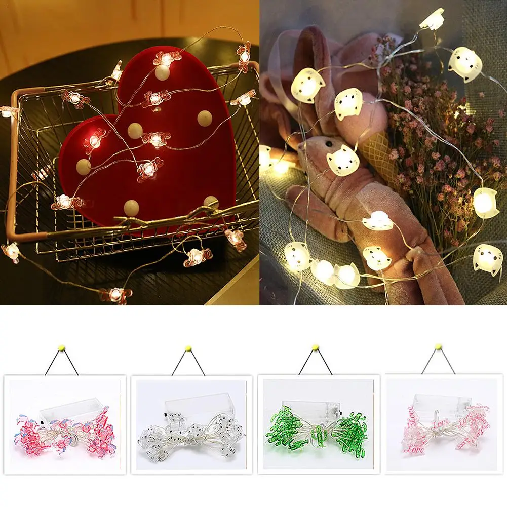 

New Year Cartoon 3M LED String Light 20LEDs Cat / Love / Cactus / Unicorn Wire LED Fairy Light Battery