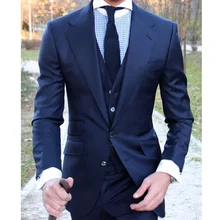 Three Piece Business Party Formal Men Suits 2018 Trim Fit Custom Made Wedding Groomsmen Tuxedos (Jacket + Pants + Vest )