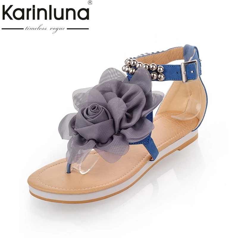 

KarinLuna Wholesale Large Size 30-43 Bohemia Style Ankle Beading Women Shoes Summer Sandals Fashion Soft Beach Woman Shoes