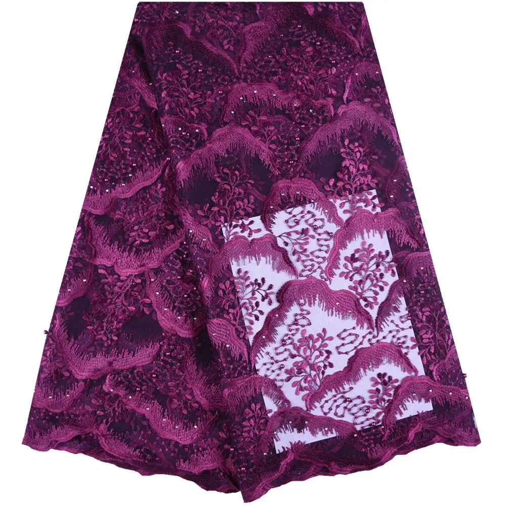 

African Lace Fabric 2019 High Quality French Tulle Lace Fabric Stones Nigerian Lace Fabrics For Women Wedding Party Dress S1659