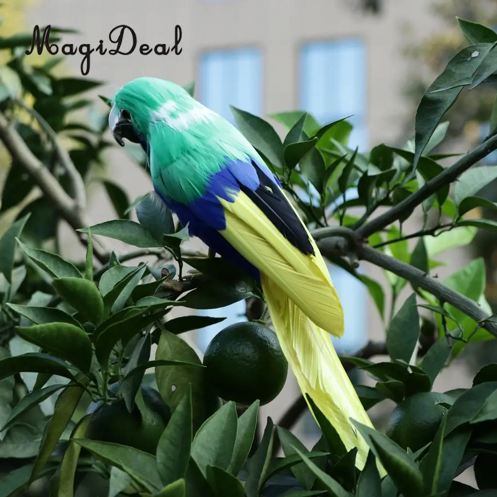 12'' / 30cm Decorative Feather Parrot Model Artificial Bird Statue Macaw Figurine Fancy Dress Props Garden Lwan Tree Decor