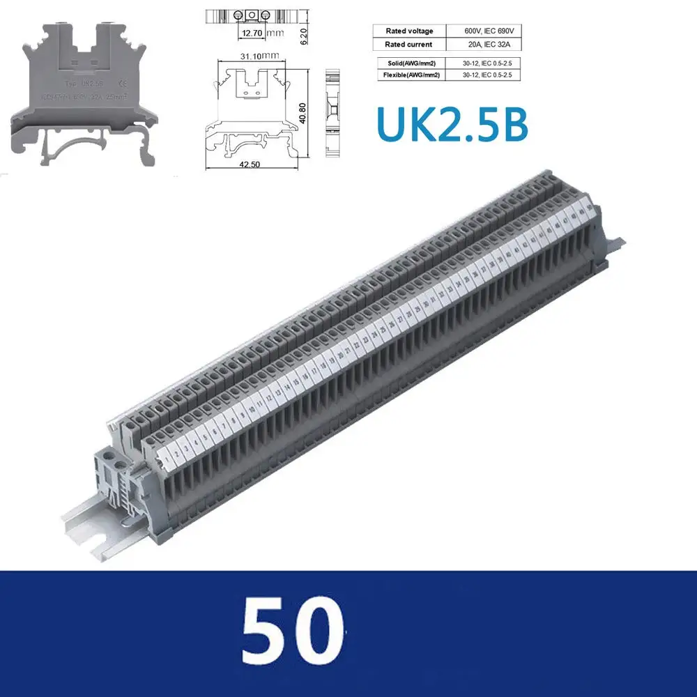 Din Rail Screw Clamp Terminal Blocks & Connectors