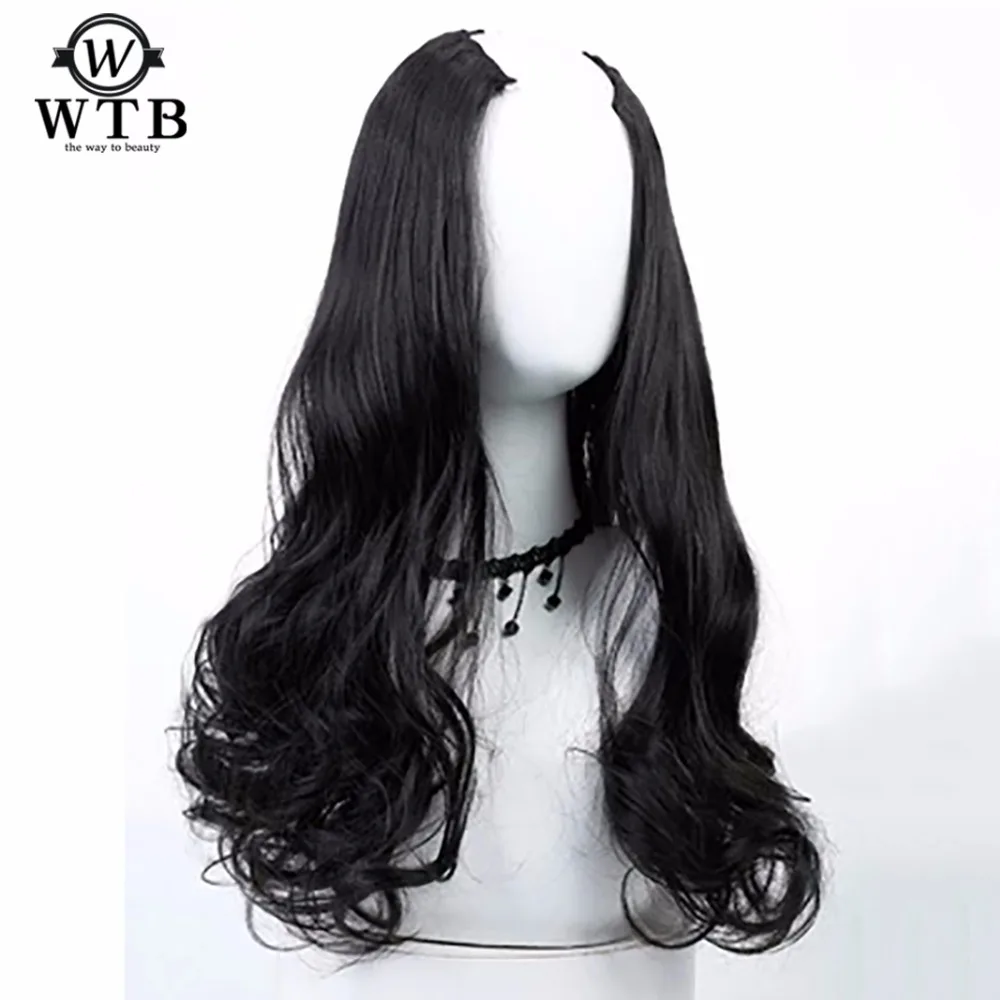 

WTB 3 Colors Half Wig Long wave hair For Female Party Halloween Synthetic High Temperature Fiber Cosplay curly Wig