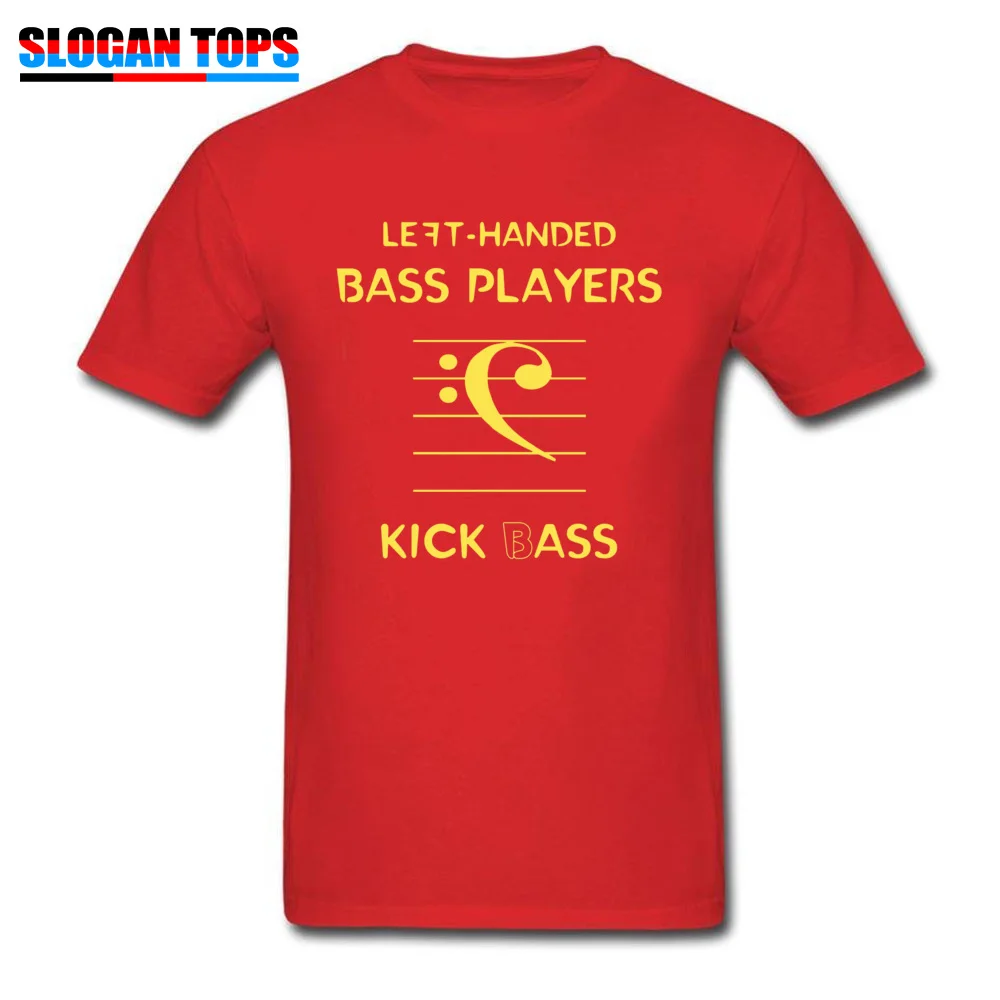 Normal Plain Design Tops T Shirt Crewneck Summer/Autumn 100% Cotton Fabric Short Sleeve T Shirts for Students Slim Fit T Shirt Left Handed Bass Players Kick Bass 11052 red