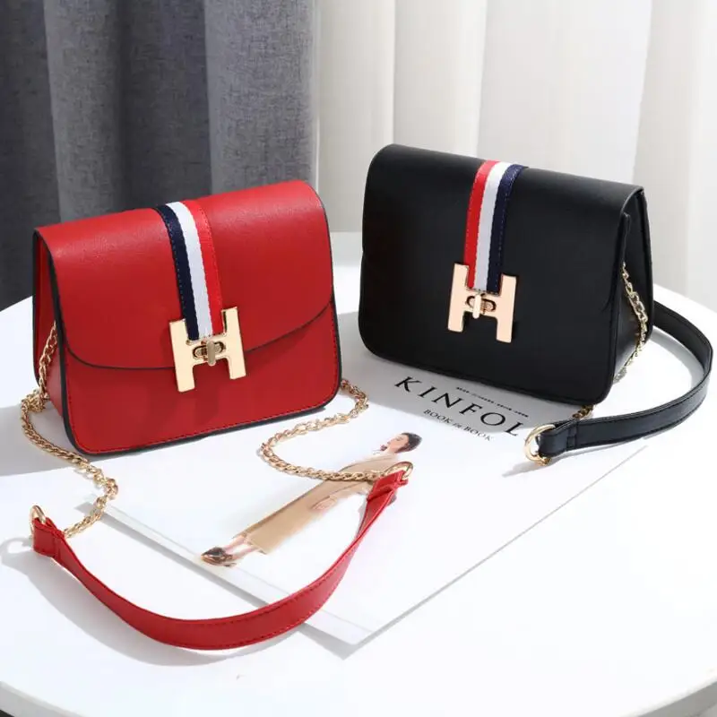 

Fashion Stripe Small Crossbody Bags for Women PU Leather Messenger Bags Casual Chain Shoulder Bag for Girl Bolso Mujer Hot Item
