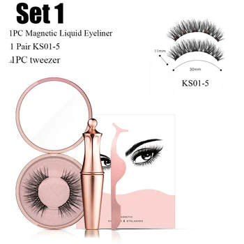 

2019 Hot Selling New Product Magnetic Eyeliner Eyelash with Eyeliner Package 5 Tools Magnetic False Eyelashes with Magnet Lashes