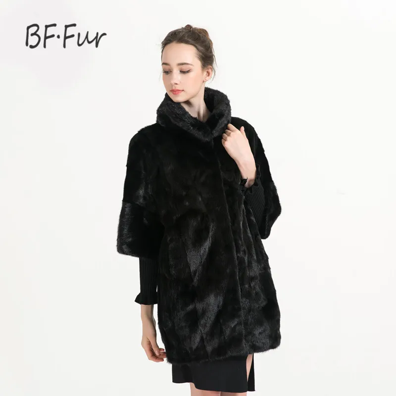 BFFUR новинка Полный Пелт 2017 натуральный мех норки пальто для женщин натуральная