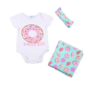 

Infant Baby Girls sleeveless Rompers 3pcs Set Newborn Baby Boy Girls Floral Swaddle Muslin Wrap Romper Bodysuit 0-18M