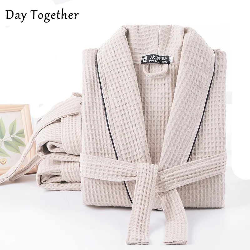 

Terry Cotton Bathrobe Men's and Women's Cotton Waffle Robe Couples Hotel absorbent Night Dressing Gown