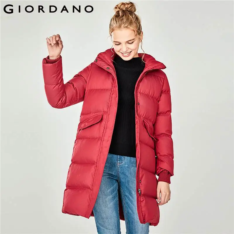 Giordano Women Goose Down Women Detachable Hood Mid Long 90% Content