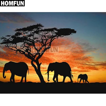 

HOMFUN Square/Round Drill 5D DIY Diamond Painting "Elephant Tree" Embroidery Cross Stitch Full Rhinestone Decor A01870