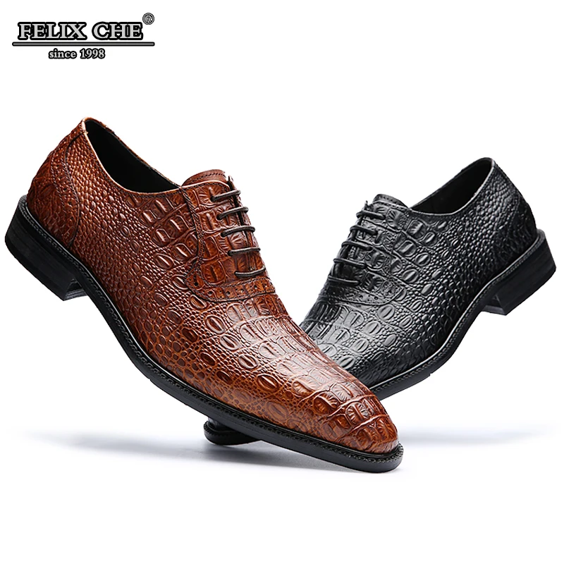 

HIGH GRADE LUXURY ITALIAN STYLE LACE UP FORMAL OXFORDS MEN LEATHER CROCODILE PRINT DRESS SHOES WEDDING PARTY OFFICE MALE FLATS