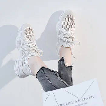 

Casual Shoes Women Chunky Sneakers Platform Summer New zapatos de mujer Mesh chaussures femme Ladies footware Breathable Beige
