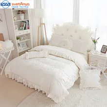 Svetanya Bedskirt Pillowcases Duvet Cover Sets jacquard Lace border bedding sets 4pcs 8pcs cotton Bedline Full Queen King Size
