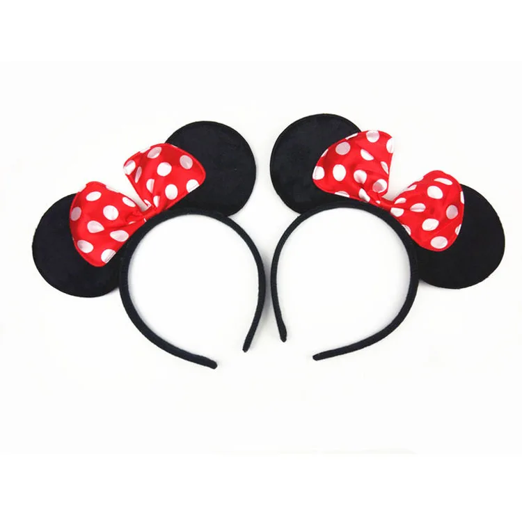 

Kids'Black Minnie Mouse Ears Headbands Handmade Dots Hair Bow Hairbands Hair Hoop Cute Girls' Photography Props Hair Accessories
