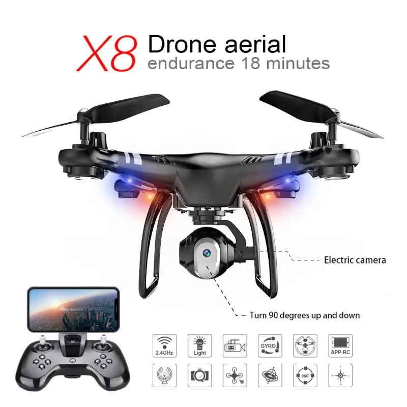 Регулируемый X8 RC Дрон HD камера выносливость 18 мин вертолет g сенсор 360 градусов