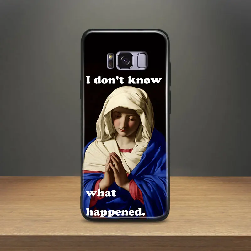 

Virgin Mary Funny memes Soft Silicone Phone Case Shell Cover For Samsung S7 Edge S8 S9 Plus Note 8 9