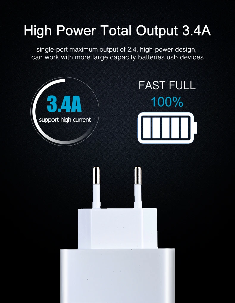 LED Display Smart 3 USB Charger For iPhone Samsung Xiaomi USB Adapter (4)