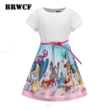 BRWCF Enfants Robes pour les filles 2017 Marque Blanche Neige Princesse Robe De Conception D’impression pour Bébé Filles Vêtements Pour Le Mariage 2-huit Années