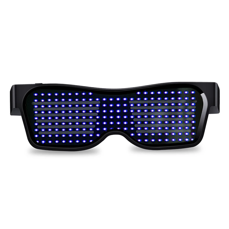 Управление приложением Bluetooth светодиодные очки для вечеринок индивидуальные языки USB зарядка сверкающий светящийся очки Рождественские концертные солнцезащитные очки - Цвет: BLUE