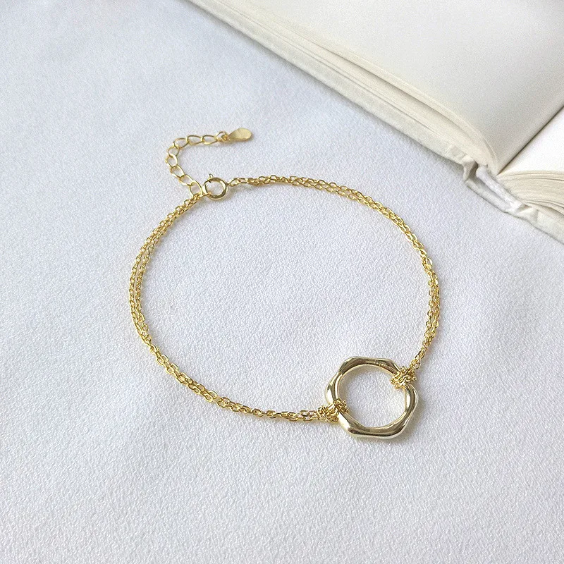 

2019 New Fashion Real Silver Simple Geometric Octagon Charm Bracelets For Women 925 Sterling Silver Round Bracelets & Bangles