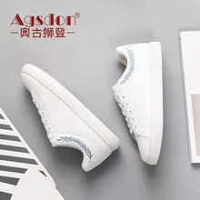 

Agsdon Soft Women Flat Adults Spring Brand Lace Up Design Female Platform Fashion Loafers White Slip On Footwear