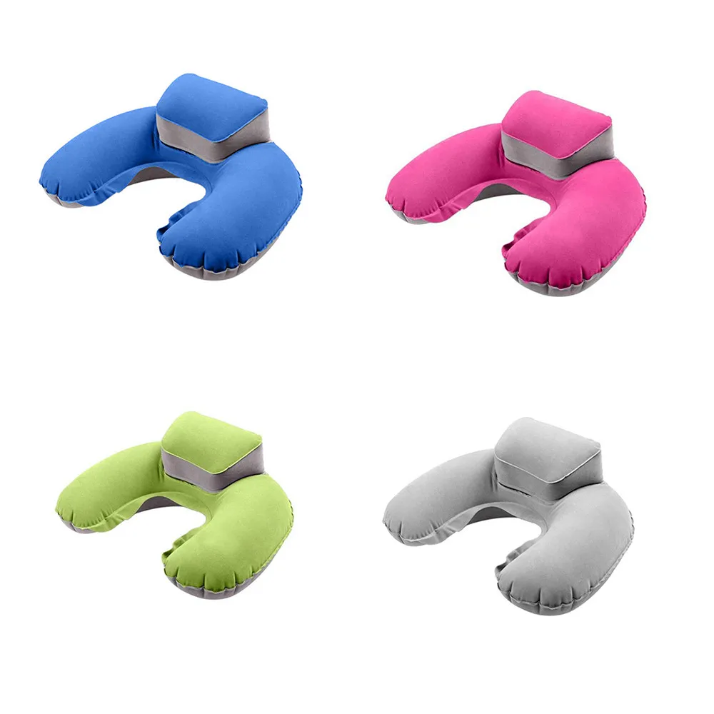 

ISHOWTIENDA Portable Travel Inflatable Neck Pillow U Shape Blow Up Neck Cushion PVC Flocking