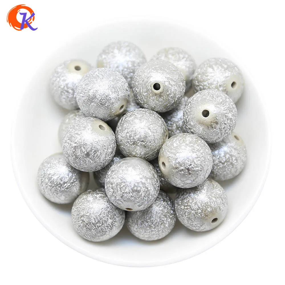 Silver Stardust Сердечный дизайн, аксессуары для бусин, 100 шт./партия, 20 мм, светильник из жевательной резинки, блестящие сморщенные жемчужные бусинки, ABS жемчужные бусинки для комплектов ювелирных изделий CDWB-517153 - Цвет: Silver Stardust