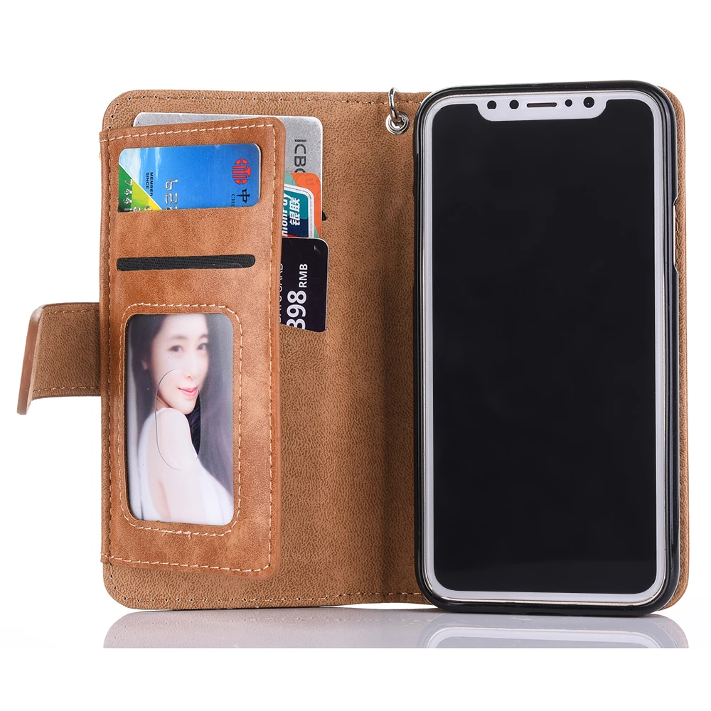 Zipper Wallet Leather Case For iPhone Xs Max X 8 7 7 Plus 6 6S Plus Flip Phone Case Luxury Cover For iPhone 5 5S Magnetic Case