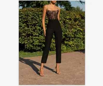 

Bandage Jumpsuits Lace Sexy Celebrity Fashion Night Club Party Suits Women Black