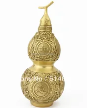 FENGSHUI 7 inch Brass RU YI Wu Lou For Health Sculptures Natural gourd statues J2247