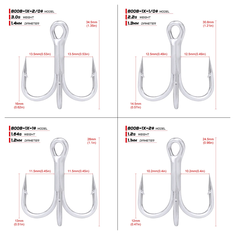 3 х 50 шт./партия матовый олова тройными крючками высокая прочность крючков 2/0#-1/0#1,#2#4#6#8# высокоуглеродистая Сталь рыболовных крючков