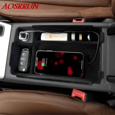Беспроводной зарядный контейнер QI для audi A4 A5 2017 2018 центральный поддон хранения