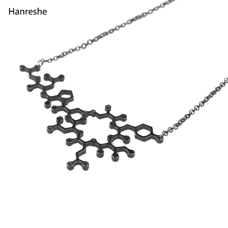 HANRESHE, ожерелье, подвески, молекула, научная химическая память, Золотое Серебряное ожерелье-чокер, ожерелье для женщин, студентов, выпускных мужчин, подарки