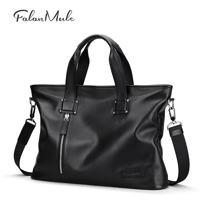

Promotional men's bag leather men's handbag cross section computer bag header leather business briefcase Genuine Leather Men Mal