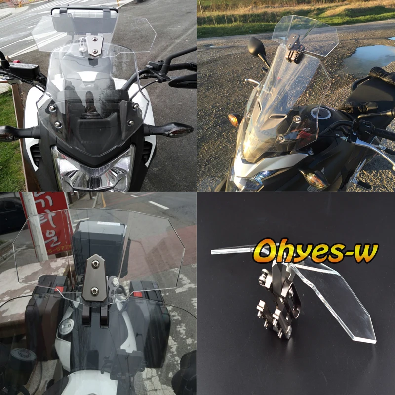 

Airflow Adjustable Windscreen Clear Bolt-On Variable Spoiler Blade For Honda Yamaha Suzuki Kawasaki BMW Aprilia Ducati Universal