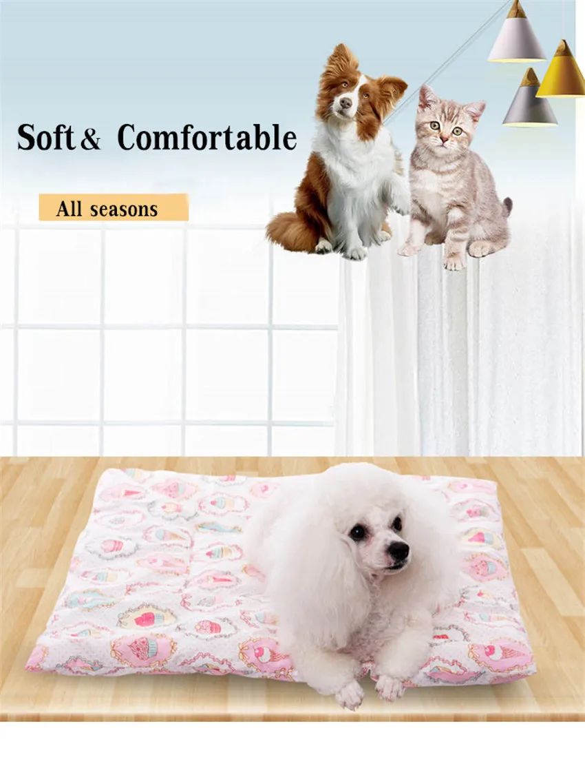 Мультяшный теплый коврик для кровати для собаки, утолщенный хлопковый спальный коврик для питомца, всесезонное одеяло для кошки, диванная подушка для маленьких и больших собак, кошек