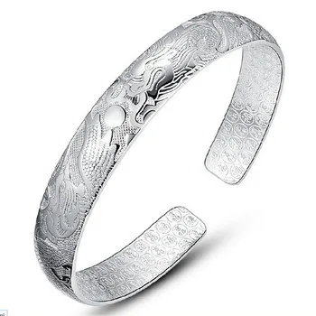 

new fashion Silver Plated Dragon Phoenix Bracelet Adjustable charms women men bracelet Bangles top quality Jewelry