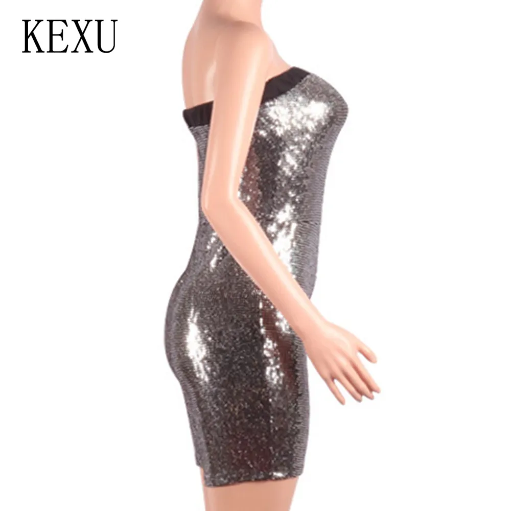 KEXU Fashion Front and Rear Sequined Off Shoulder Jumpsuits Sexy Sleeveless Hollow Out Glitter Playsuits Women Salopette Femme KEXU Fashion Front and Rear Sequined Off Shoulder Jumpsuits Sexy Sleeveless Hollow Out Glitter Playsuits Women Salopette Femme
