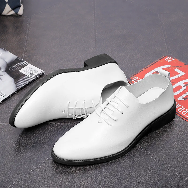 

New Casual Men Shoes Fashion Men Dress Shoes Lace-Up Wear Comfortable Men Leather Wedding Shoes