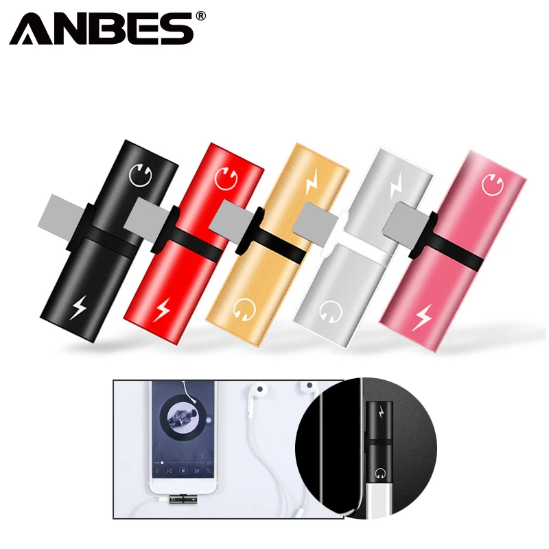 

ANBES Splitter Adapter Converter 2 in 1 For Jack to Earphone AUX Cable For iPhone 7 8 X Headphone Portable AUX Cables