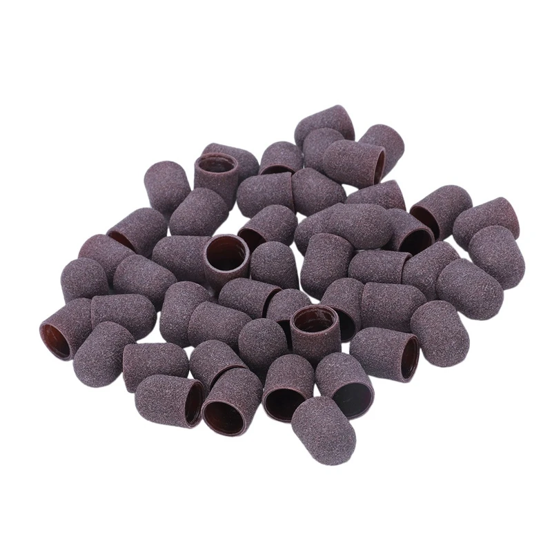 

50Pcs Sanding Bands Block Caps Without Grip 13x19Mm Sanding Cap Manicure Pedicure Electric Nail Drill