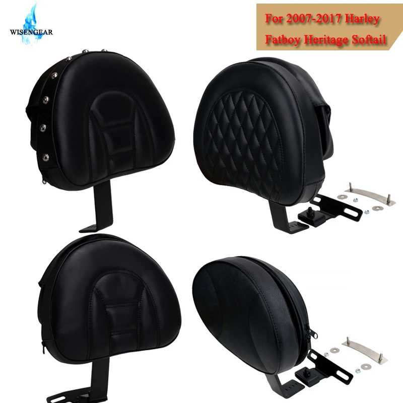 

Motorcycle Adjustable Plug In Driver Rider Seat Backrest Pad Detachable For Harley Fatboy Heritage Softail 2007-2017 WISENGEAR /
