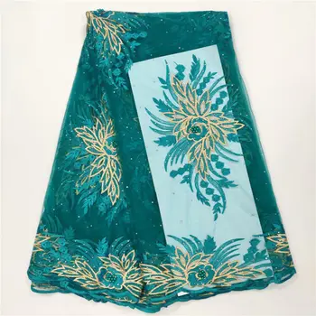 

Latest french net lace fabric 2019 african beaded lace fabric high quality guipure cord lace fabric for party dress