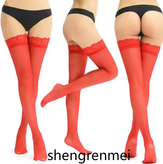 Shengrenmei, Хит, Medias, эластичный кружевной чулок, женские сексуальные чулки выше колена, 4 цвета, чулочно-носочные изделия для женщин, нижнее белье, Прямая поставка - Цвет: Red