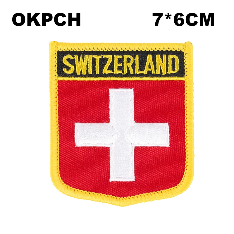 

Switzerland Shield Shape Flag patches embroidered flag patches national flag patches for Cothing DIY Decoration PT0149-S
