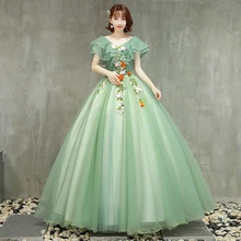 V-neck Vestidos De Quinceaneras Elegant Women Lace Up Ball Dress Open Back Beautiful Debutante Long Gowns Vestido De Festa Longo